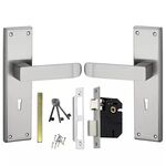 Mortise Handle Lock Set With Long Keys in SS Polish, 8 Inch