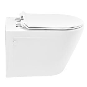 Cera Camel Rimless Wall Hung Seat with Soft Close Seat Cover in White Colour